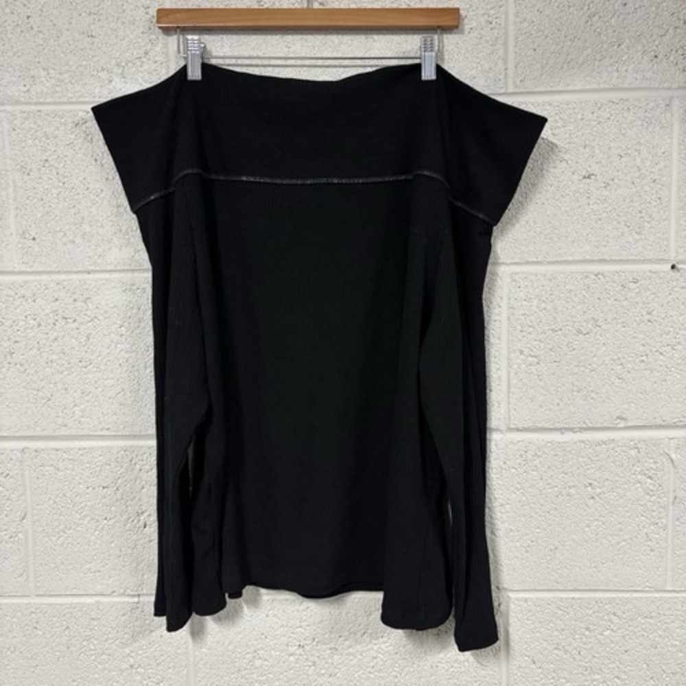 WRAY Black Ribbed Knit Off-the-Shoulder Long Sleeve Blouse Size 3XL NWT
